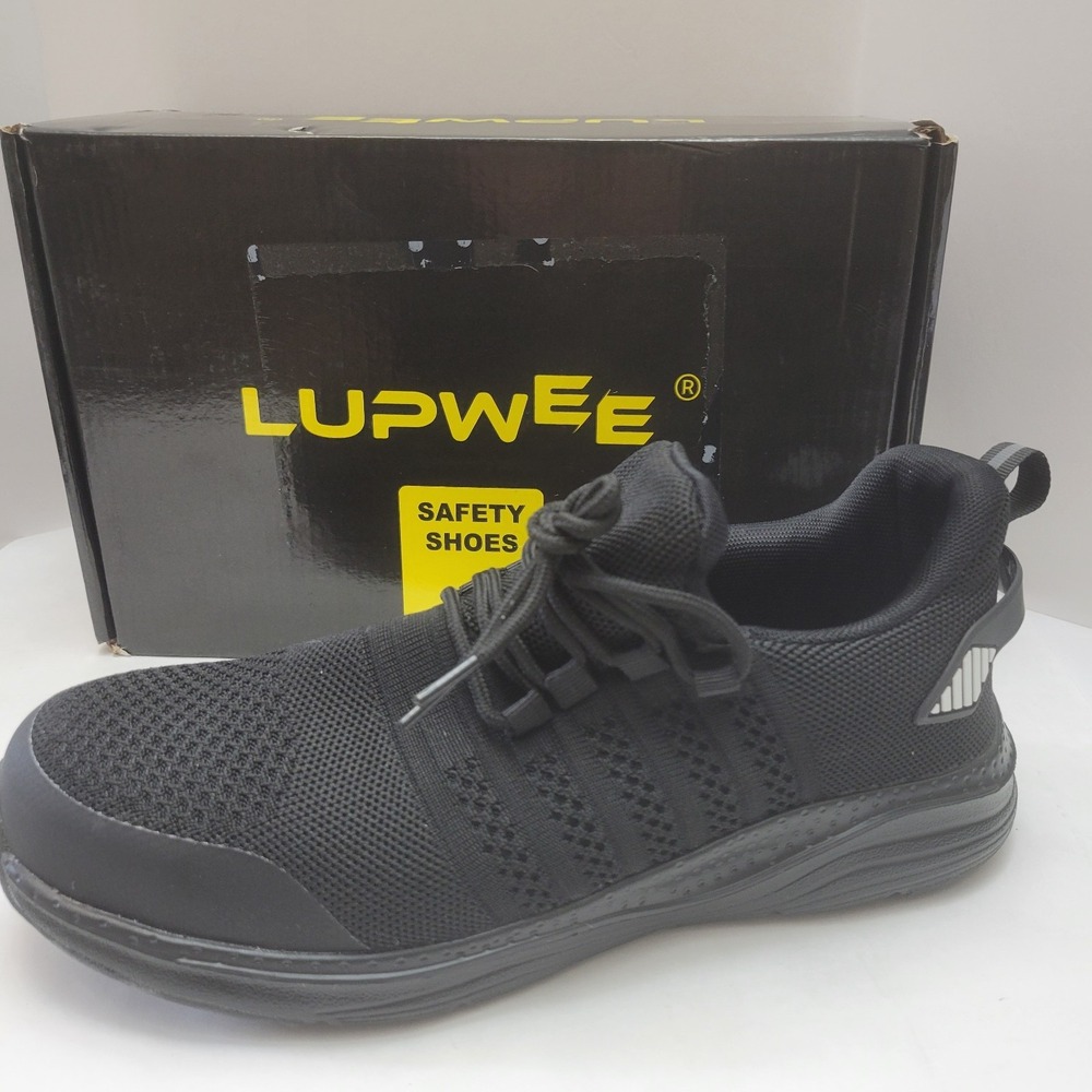 Lupwee Safety Shoes‎ Men's Size 8.5 Steel Toe Black Work Sneakers